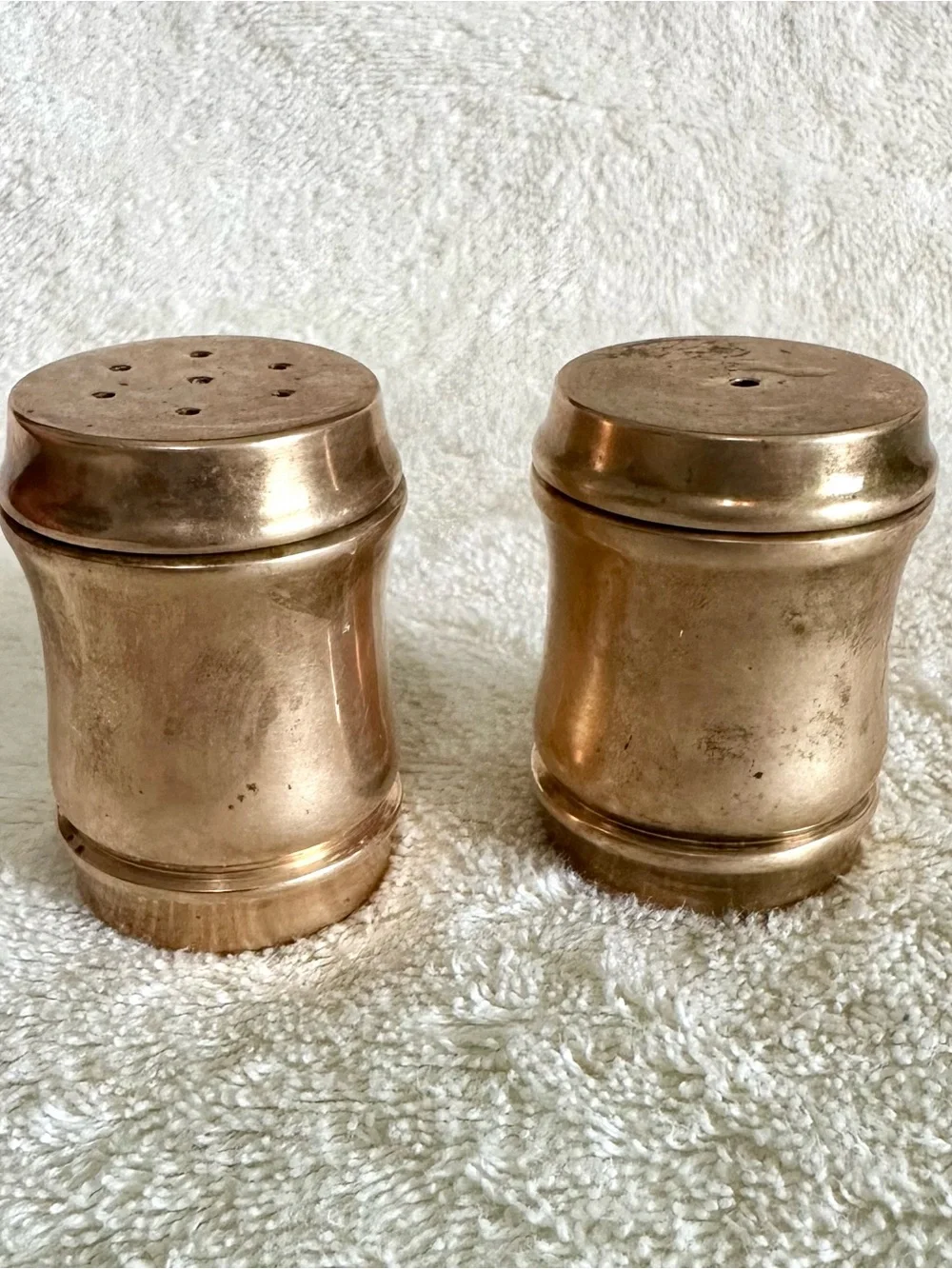 Vintage Solid Brass Salt & Pepper Shakers Heavy Mid Century Modern Retro Decor